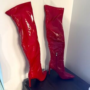 Nine West OTK Red Patent Leather Boots NWT